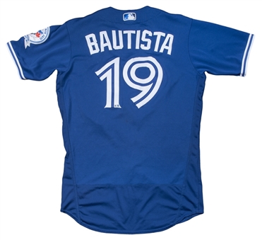 2016 Jose Bautista Game Used Toronto Blue Jays Home "Fight Night" Jersey Photo Matched To 30 Games For 10 Home Runs (MLB Authenticated & Sports Investors Authentication)